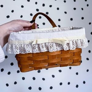 Longaberger Single Handled Basket with Removable Liner VTG 1993 signed 1990s 90s